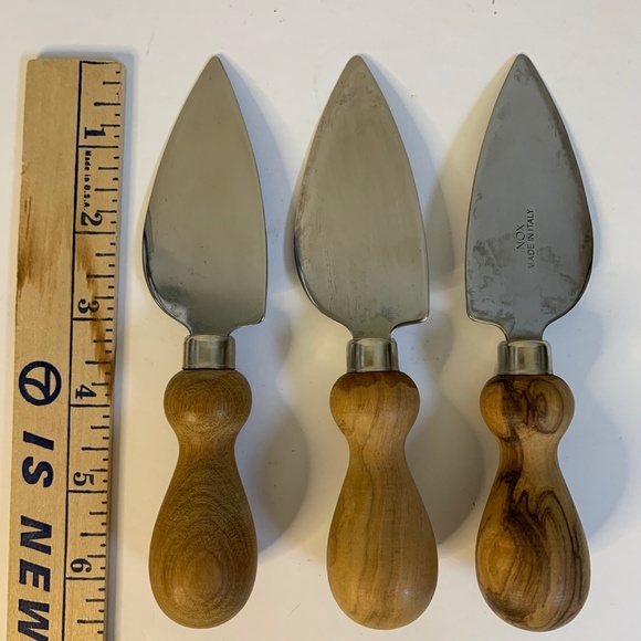 nox Italy Cheese Knife Spreader 3 Piece Set Stainless Steel Wooden Handle - Picture 11 of 12